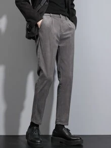 Men Slant Pocket Suit Trousers - Dark Grey - View 6