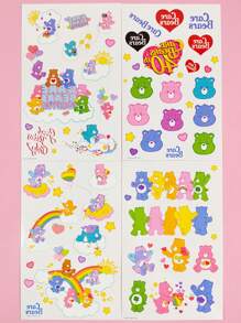 SHEIN X Care Bears 4sheets Cartoon Graphic Tattoo Sticker - Multicolor - View 4