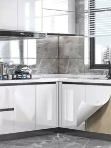 1 tờ giấy dán tường trơn, giấy dán tường PVC chống thấm nước hiện đại cho nhà bếp, nhà ở, miếng dán cải tạo, tấm ốp tường bong tróc, giấy dán tường, giấy dán tường, vật dụng trang trí mùa xuân làm mới ngôi nhà của bạn, miếng dán trang trí Rama - trắng - Xem 1