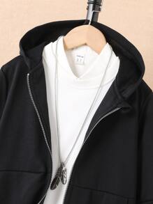 Boys Zip Up Hooded Jacket - Black - View 3