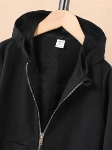 Boys Zip Up Hooded Jacket - Black - View 5