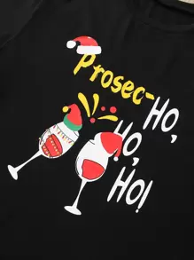 SHEIN Unity Christmas Print Tee - Black - View 3