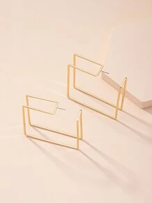 Square Design Cuff Hoop Earrings