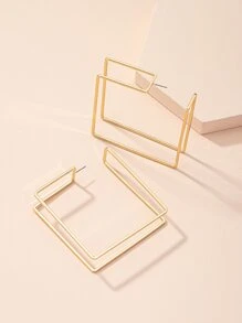 Square Design Cuff Hoop Earrings