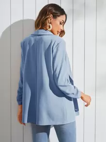 SHEIN Clasi Women Blazers Plain Anggun - Baby Blue - View 3