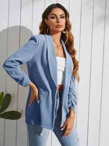 SHEIN Clasi Women Blazers Plain Anggun - Baby Blue - View 5