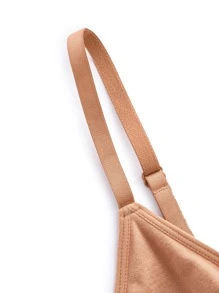 SHAPORA Solid Ribbed Knit Shapewear Bodysuit - Apricot - View 5