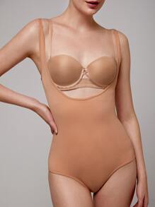 SHAPORA Body fajas con tira ajustable tejido de canalé sin forro - Albaricoque - Ver 3