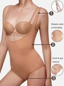 SHAPORA Body fajas con tira ajustable tejido de canalé sin forro - Albaricoque - Ver 4