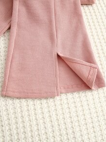 SHEIN 女孩落肩袖連帽衫和背心和喇叭下擺開叉長褲 - 粉色 - 查看 5