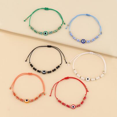 ６ピース イービルアイデコレーション ビーズブレスレット