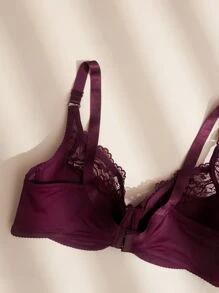 Set de lencería con encaje floral con aro - Burdeos - Ver 3