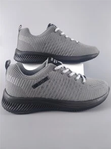 2024 New Spring/Autumn Men Shoes, Korean Style Front Lace-Up Lightweight Casual Unisex Outdoor Sports Sneakers, Breathable Commuting Business Hiking Walking Running Shoes For Men - Grey - View 5