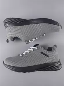 2024 New Spring/Autumn Men Shoes, Korean Style Front Lace-Up Lightweight Casual Unisex Outdoor Sports Sneakers, Breathable Commuting Business Hiking Walking Running Shoes For Men - Grey - View 6