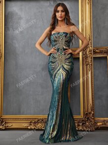 Vestido de graduación con lentejuelas, con corte sirena y espalda descubierta, elegante vestido de noche formal para bodas y cenas