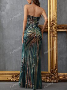 Vestido de graduación con lentejuelas, con corte sirena y espalda descubierta, elegante vestido de noche formal para bodas y cenas