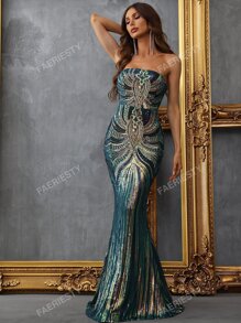 Vestido de graduación con lentejuelas, con corte sirena y espalda descubierta, elegante vestido de noche formal para bodas y cenas