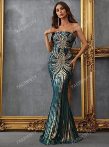 Vestido de graduación con lentejuelas, con corte sirena y espalda descubierta, elegante vestido de noche formal para bodas y cenas