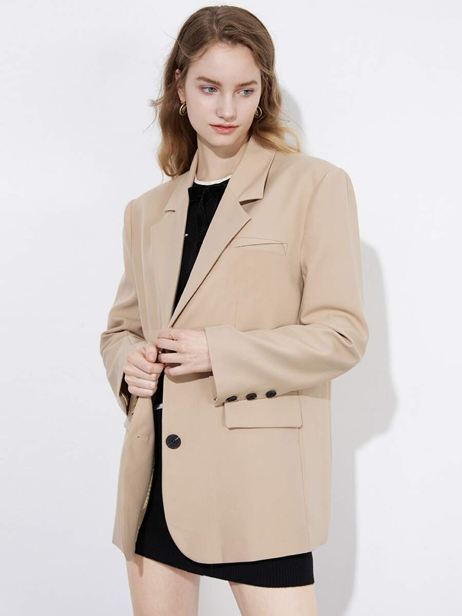 Blazer de cuello con solapa con diseño de solapa | Moda de Mujer ...