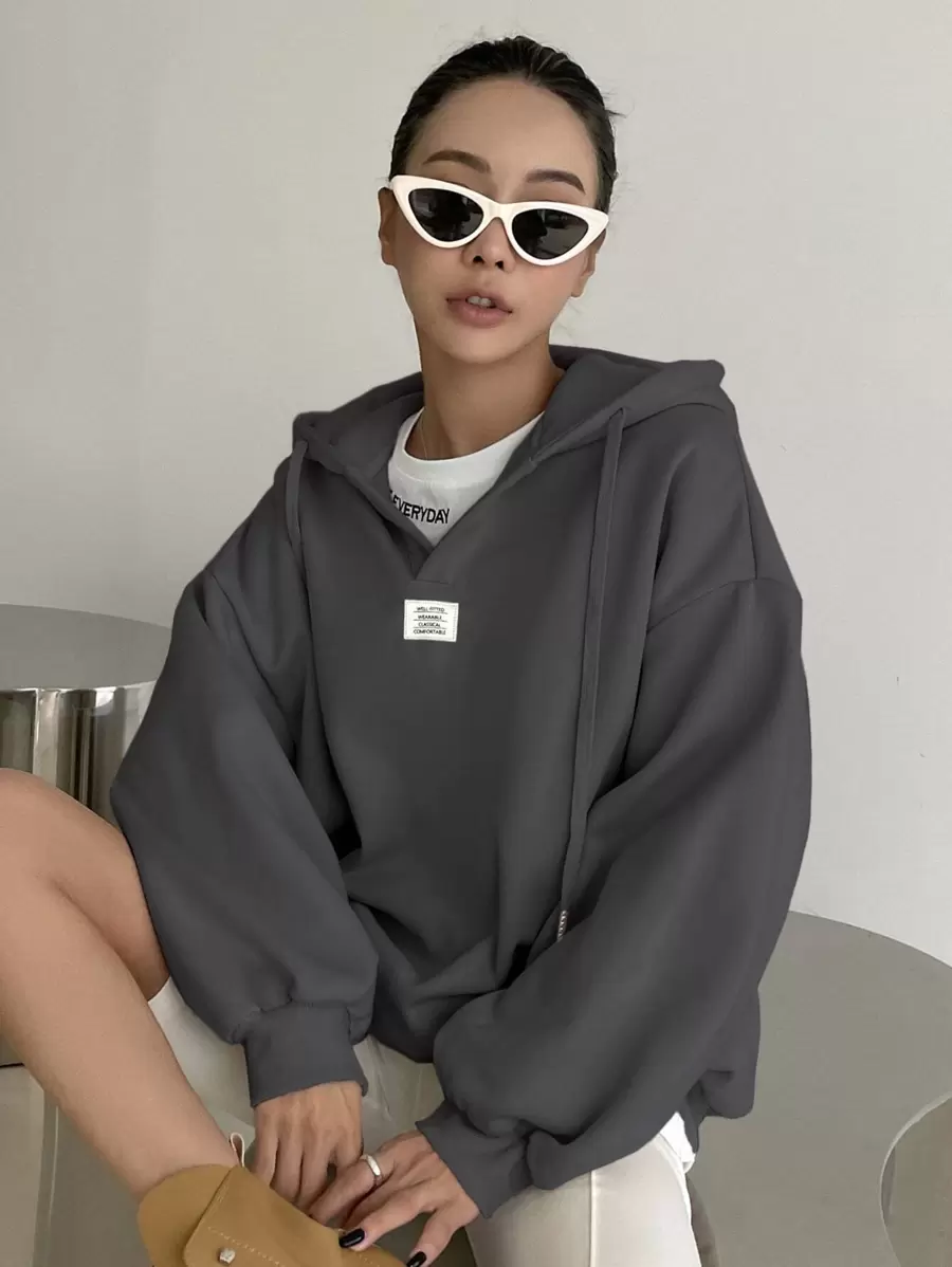 DAZY Women's Casual Hooded Fleece Sweatshirt, Autumn/Winter Hoodies - Dark Grey - View 1