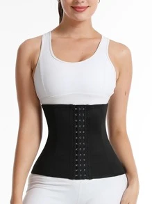 Sports Outdoor Women's Waist Trainer Belt Corset, Waist Trimmer Sweat Enhancer For Workout, Waist Cincher & Shaper With Adjustable Closure (PU Coated) Gym Accessories - Black - View 2