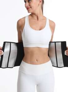 Sports Outdoor Women's Waist Trainer Belt Corset, Waist Trimmer Sweat Enhancer For Workout, Waist Cincher & Shaper With Adjustable Closure (PU Coated) Gym Accessories - Black - View 6