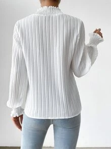 Chiquease 褶邊抽褶袖口褶皺襯衫 - 白色 - 查看 2