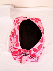 3 件套：大容量尼龙豹纹手提包、旅行包、零钱包 - 粉色 - 查看 4