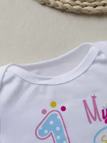 Đứa bé gái Đồ họa Khẩu hiệu Áo liền quần chặt & Lưới tương phản Nơ mặt trước Váy - Nhiều màu - Xem 5