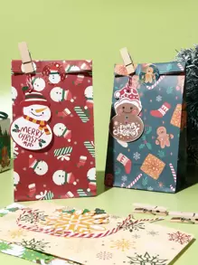 4 件裝聖誕主題方底禮品袋,4 色 - 彩色 - 查看 1