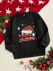Sudadera con estampado de Navidad - Negro - Ver 1