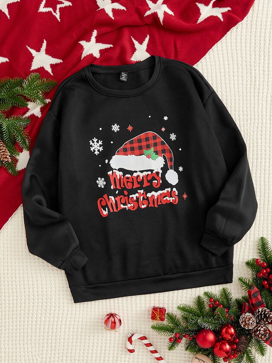 Sudadera con estampado de Navidad - Negro - Ver 1