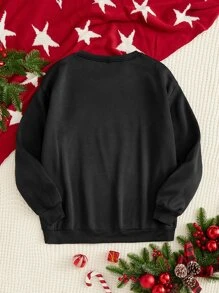 Sudadera con estampado de Navidad - Negro - Ver 2