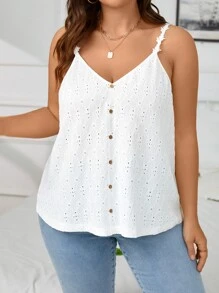 SHEIN Frenchy Plus Fake Button Schiffy Cami Top - White - View 4