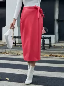 Aveloria 側繫帶裹身裙 - 粉色 - 查看 1