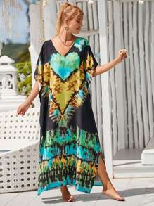 Tie Dye Split Hem Cover Up