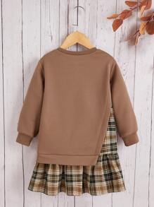 SHEIN 年輕女孩格紋荷葉邊運動連衣裙