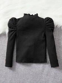 SHEIN Leap Crew 少女萵苣修邊截肢袖t恤