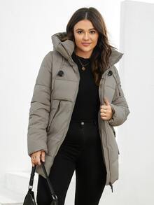 GASMAN Plus Zip Up Slant Pocket Hooded Padded Coat