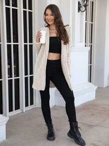 RELISH NOLESS Chaqueta con capucha de cremallera y pelo sintético para mujer en invierno - Beis - Ver 8