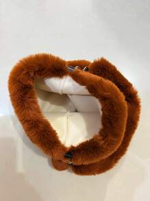 Heart Detail Flannelette Shoulder Bag - Brown - View 3