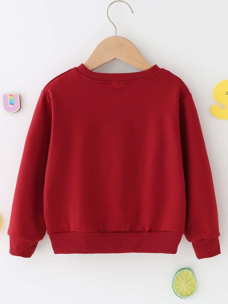 Young Girl Cartoon Cat Print Sweatshirt