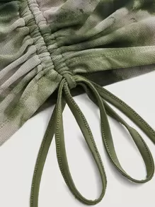 SHEIN MOD Tie Dye Drawstring Side Cami Dress - Multicolor - View 3