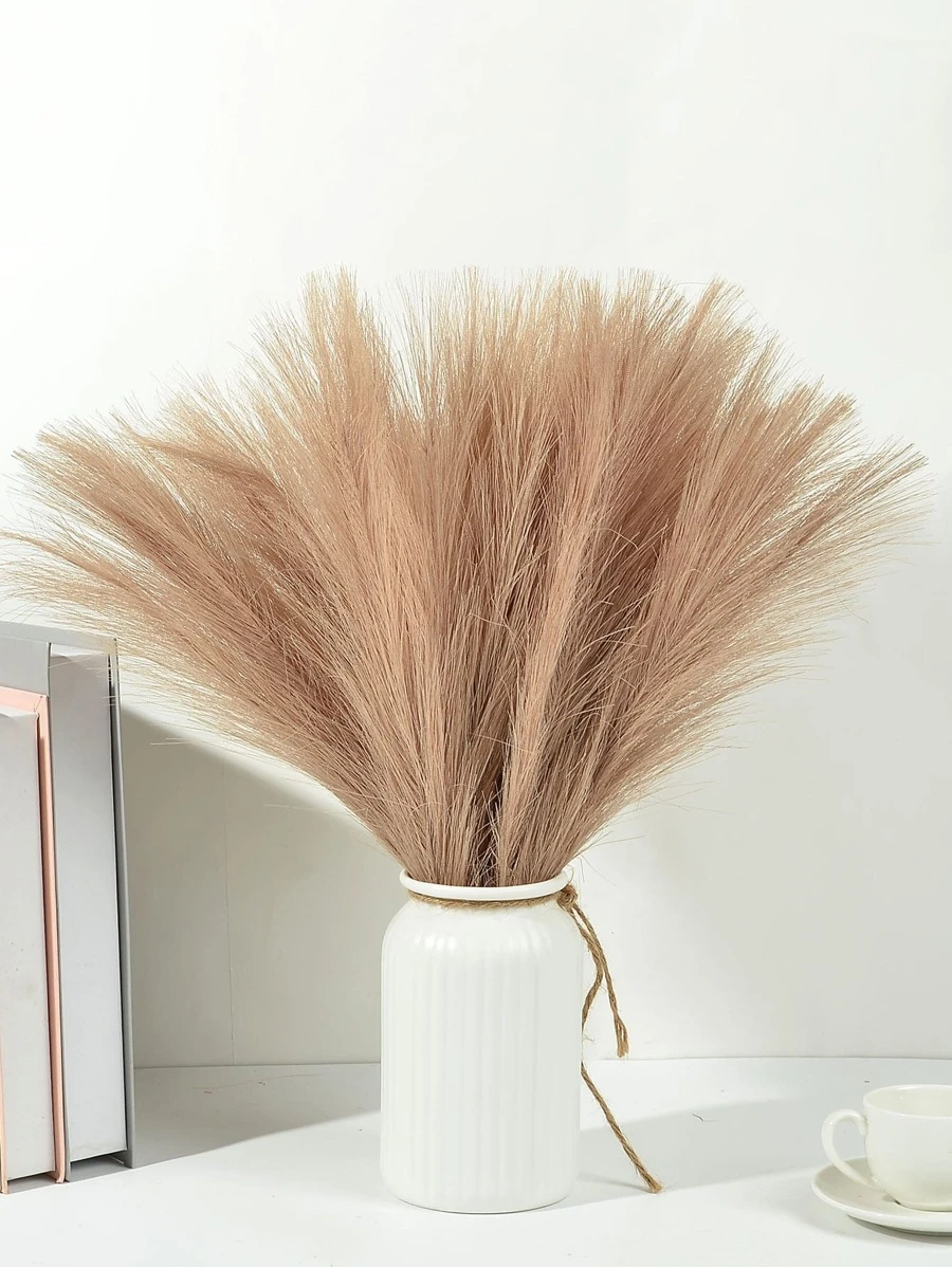 2入組人造蒲葦大號高大蓬鬆人造假花波西米亞風裝飾蘆葦花瓶填料農舍家庭婚禮裝飾 - 咖啡棕 - 查看 1