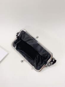 Sequin Decor Floral Embroidered Kiss Lock Evening Bag - Multicolor - View 4