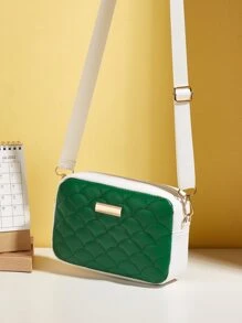 Mini Fish Scale Quilted Square Bag - Green - View 1