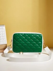Mini Fish Scale Quilted Square Bag - Green - View 2