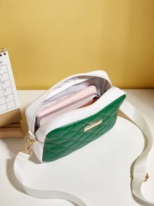 Mini Fish Scale Quilted Square Bag - Green - View 7