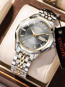 XINQITE 男士圓形指針機械手表 - 灰色 - 查看 1