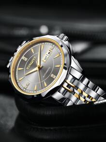 XINQITE 男士圓形指針機械手表 - 灰色 - 查看 3